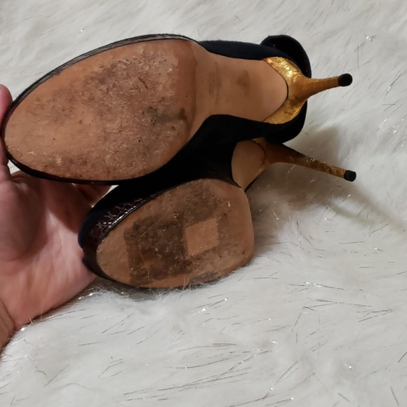 DSquared navy and gold suede stiletto heels - Picture 7 of 8